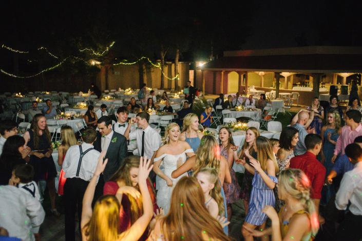 What a fun wedding reception as captured in this photo.
