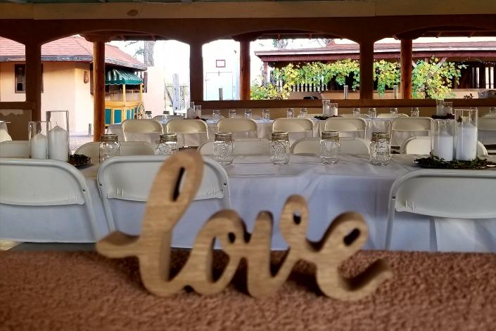 A beautiful wedding reception setup at The Grapevine Plaza.